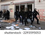 Small photo of Riot police clashed with protestors during a demonstration in a national strike against government plans to revamp the pension system in central Paris, France on April 06, 2023.