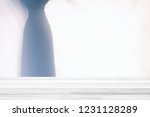 white wood table with blurred... | Shutterstock . vector #1231128289
