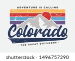 colorado typography slogan with sun and mountain illustration for fashion print and other uses