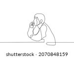 man sits at the table thinking... | Shutterstock .eps vector #2070848159