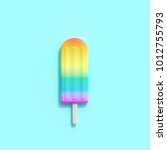 Rainbow an ice cream on blue...