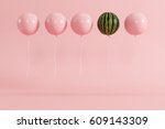 outstanding balloon watermelon concept on pastel pink background for copy space. minimal concept.