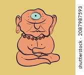 vector buddha in cartoon style. ... | Shutterstock .eps vector #2087987593