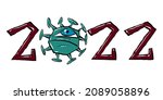 corona virus. postcard for 2022 ... | Shutterstock .eps vector #2089058896