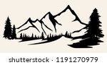 .mountain range silhouette... | Shutterstock . vector #1191270979