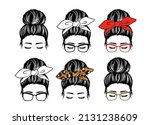 mom with a messy bun  mom... | Shutterstock .eps vector #2131238609