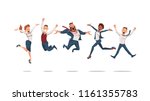 happy office workers jumping up.... | Shutterstock .eps vector #1161355783