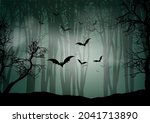 halloween background with foggy ... | Shutterstock .eps vector #2041713890