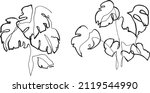 set of monstera plant drawing.... | Shutterstock .eps vector #2119544990