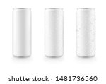 Aluminum slim cans in white isolated on white background,canned with water drops,canned with water drops and ice