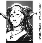 vector illustration of evil nun | Shutterstock .eps vector #1968214300