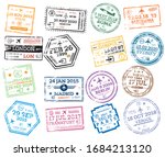 collection of passport stamps... | Shutterstock .eps vector #1684213120