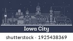 Outline Iowa City USA Skyline with White Buildings. Vector Illustration. Business Travel and Tourism Concept with Historic Architecture. Iowa City Cityscape with Landmarks.