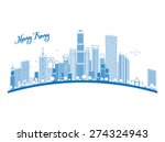 outline hong kong skyline with... | Shutterstock .eps vector #274324943