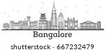 Outline Bangalore Skyline with Historic Buildings. Vector Illustration.