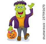monster trick or treating with... | Shutterstock .eps vector #257592670
