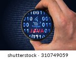 Java programming language and binary code inside magnifier
