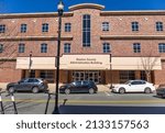 Small photo of GASTONIA, NC, USA-3 MARCH 2022: Gaston County Administration Building, facade and sign.