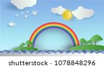 sea with a rainbow background... | Shutterstock .eps vector #1078848296