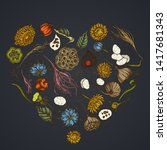 heart floral design on dark... | Shutterstock .eps vector #1417681343