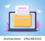 file transfer concept. yellow... | Shutterstock .eps vector #1962483310