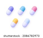 set of color medical pills. 3d... | Shutterstock .eps vector #2086782973