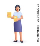 smiling business woman holding... | Shutterstock .eps vector #2139302723