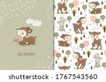 cute baby little deer sitting... | Shutterstock .eps vector #1767543560