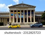 Small photo of Budapest, Hungary - 06.04.2023: the Museum of Fine Arts. painting Exhibition of Tivadar Csontvary Kosztka. stone columns. tympanum. stone stairs. famous Hungarian artist of 19th century. Csontvary 170