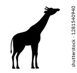 Silhouette Giraffe Black Icon...