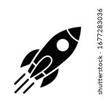Rocket Ship Icon With Fire Flat ...