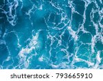 Abstract Blue Sea Water With...