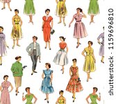 Pattern Retro Fashion 1950 ...