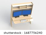 computer table. 3d render of... | Shutterstock . vector #1687756240
