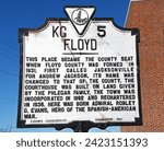 Small photo of Floyd, Virginia USA - February 7, 2024: The state of Virginia's historical marker reflecting the history of the town of Floyd.