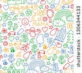 children drawing. colorful... | Shutterstock .eps vector #1306344133