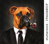 Modern Oil Painting Of Dog In A ...