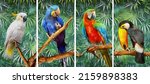 Modern Oil Painting Of Parrots. ...