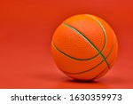 Basketball Ball  Red Background ...