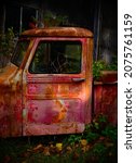 Old Truck In Junk Yard Rust...