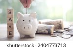 Small photo of Save money, wealth, Finance, business, investment, retirement, future, account, plan life, economize, banking, family, health, management, control, loan, financial, cash, tax, growth