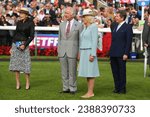 Small photo of DONCASTER RACECOURSE, SOUTH YORKSHIRE, UK : 16 September 2023 : His Majesty King Charles and Her Majesty Queen Camilla at Doncaster Racecourse on St Leger day