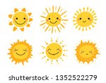 Cute Sun Icon Vector Set. Hand...