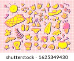big summer set yellow and pink... | Shutterstock .eps vector #1625349430