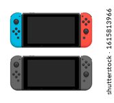 Portable wireless video game console pair icons blue red and grey realistic detailed 3d isolated vector eps 10
