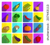 modern vegetable vector icon set | Shutterstock .eps vector #207443113