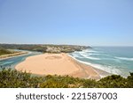 Panoramic view to Praia de Odeceixe, Surfer beach on the Algarve, District Aljezur Portugal 