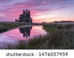 Whitby Abbey Ruins At Sunset