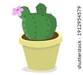 Blooming Cactus In Yellow Pot ...