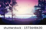 night forest vector. forest... | Shutterstock .eps vector #1573648630